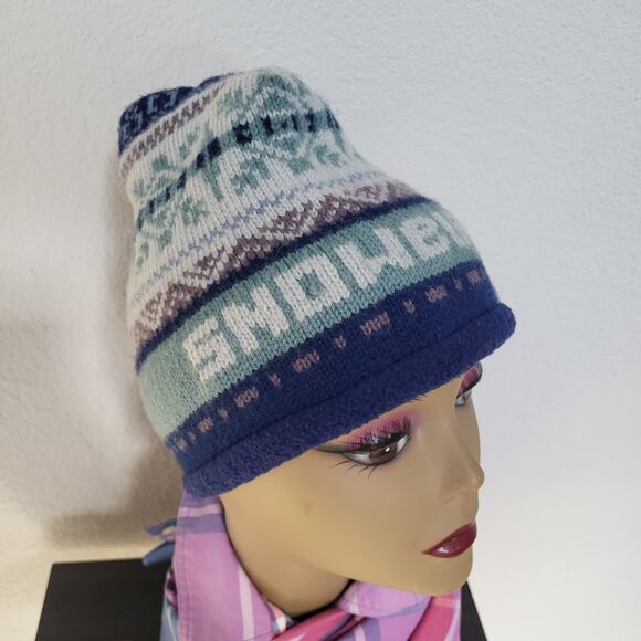 Darn Fine Hats Beanie Hat Womens One Size Fair Isle Ski Snow Winter Wool Fall - Picture 1 of 12